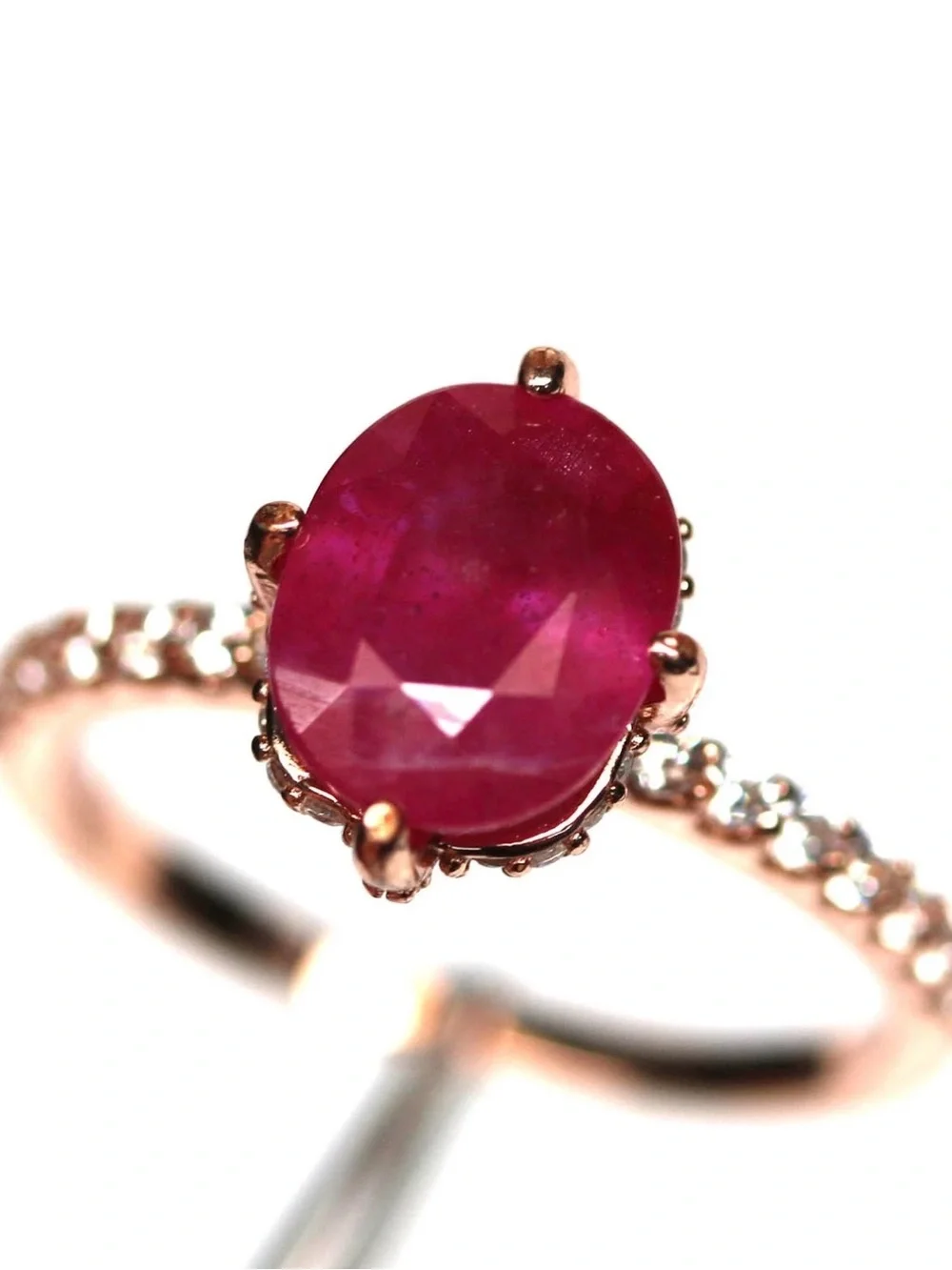 Stunning!!  2CT Natural Red Ruby with Hidden Halo Rose Gold over 925 Sterling